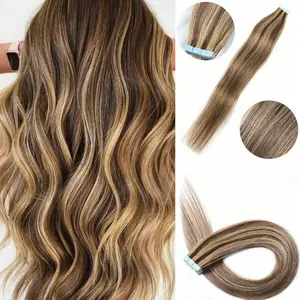 Jessie's Wig Highlight P4/27 Color Tape In Hair Extensions 20 Pcs 16-26 Inch Seamless Invisible For Thin Hair Woman