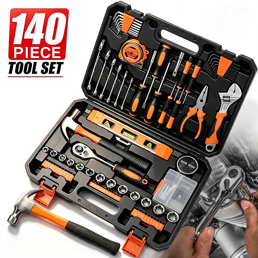 140-Piece Professional Automotive Master Tool Kit | Tool Set with Ratchet Wrench and Screwdrivers for Car, Bike, Motorcycle Repair and Home Maintenance