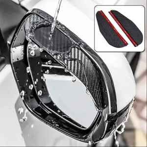 2 Counts Waterproof Carbon Fiber Smoke Visor Guards for Car Side Mirrors - Easy Installation Durable Rain Eyebrows for Cars, Trucks & SUVs - Universal Fit - Stylish Protection for All Weather