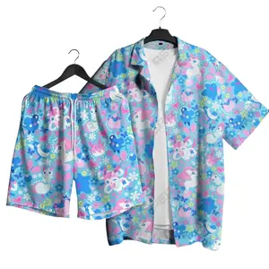 Sylveon PKM Hawaiian Shirt Set – Tropical Button-Up Shirt, Summer Beach Short, Funny Unisex Vacation Outfit, Family Matching for All Ages,  Shirt Gift