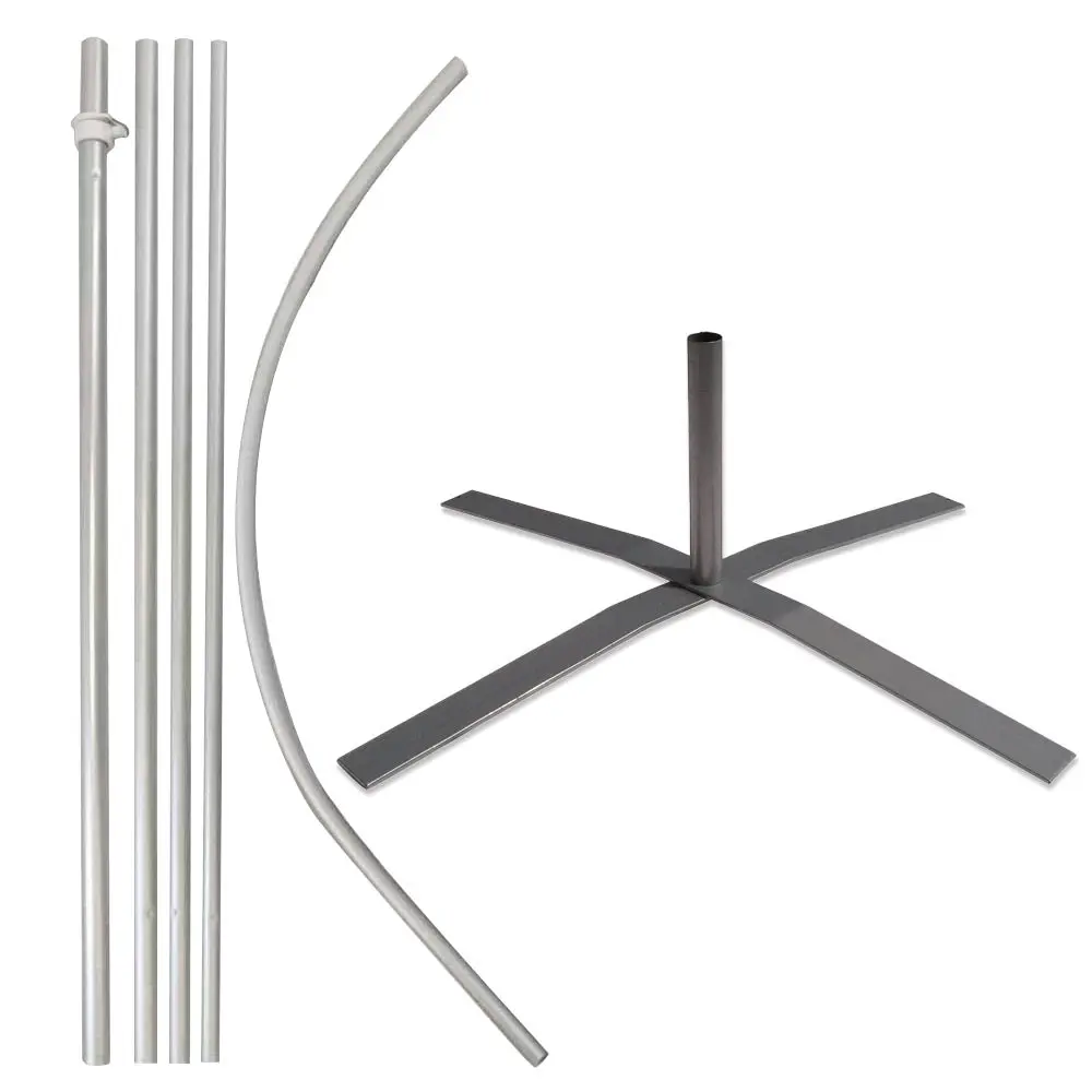15ft Windless Banner Flag Pole & X-Stand 6 Piece Kit, 15 Feet