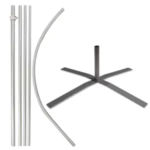 15ft Windless Banner Flag Pole & X-Stand 6 Piece Kit