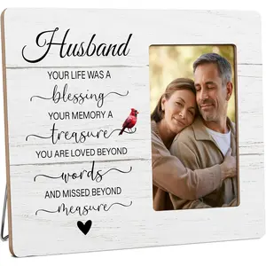 Memorial Picture Frame Gifts for Loss of Husband, In Loving Memory Frame, Sympathy Gifts for Loss of Husband Wooden Picture Frames, 4x6 inch Photo