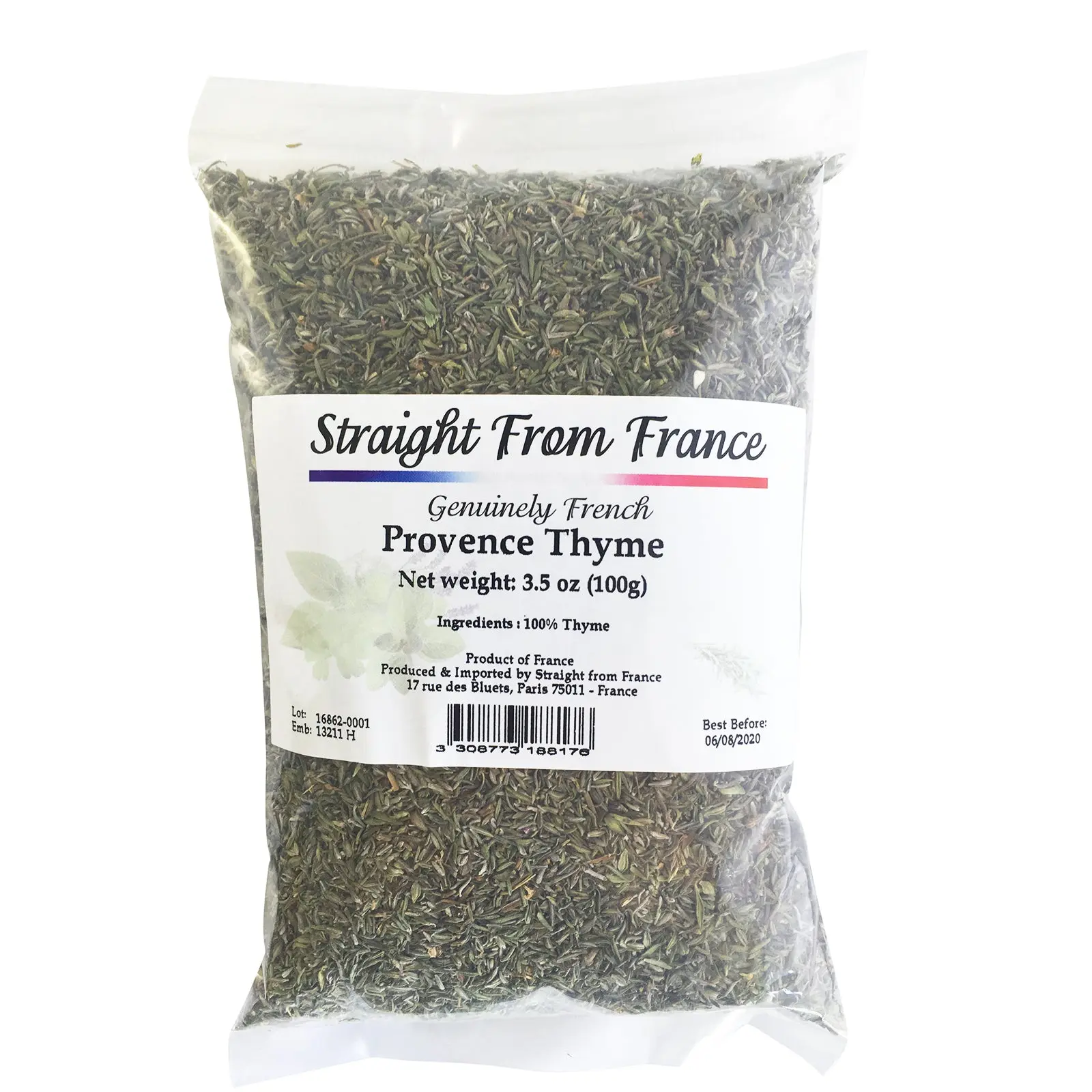 100% Thyme Spice Set - French Provence Ambient 3.5oz Pure Leaves & Iron-Rich Ground Spice, Good Source of Iron, Cholesterol-Free Antiseptic Herb for Cheeses, Stews, Bagged Cupboard Staple
