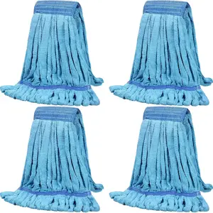 4 count Commercial Mop  Replacement Tube Microfiber Industrial Looped End Mop Heads Refill for Floor Cleaning for  Commercial Industrial Use(Large,Blue)