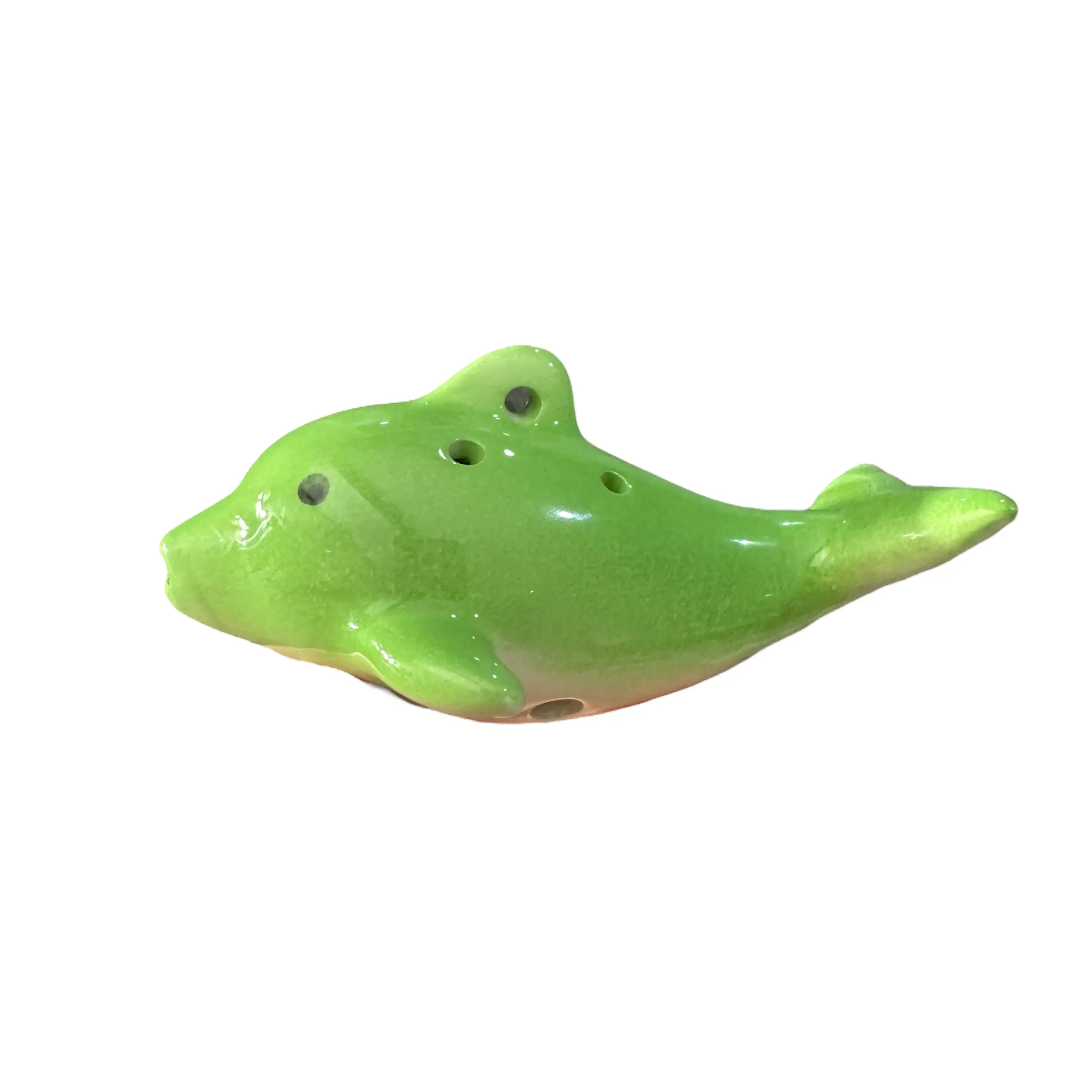 Green Whimsical Premium Ceramic Ocarina Wind Instrument - Portable & Lightweight, Easy to Play, Unisex, 4.5"x2.5"x2", 2.7oz, Artistic Design, Unique Gift for 14+ Musicians