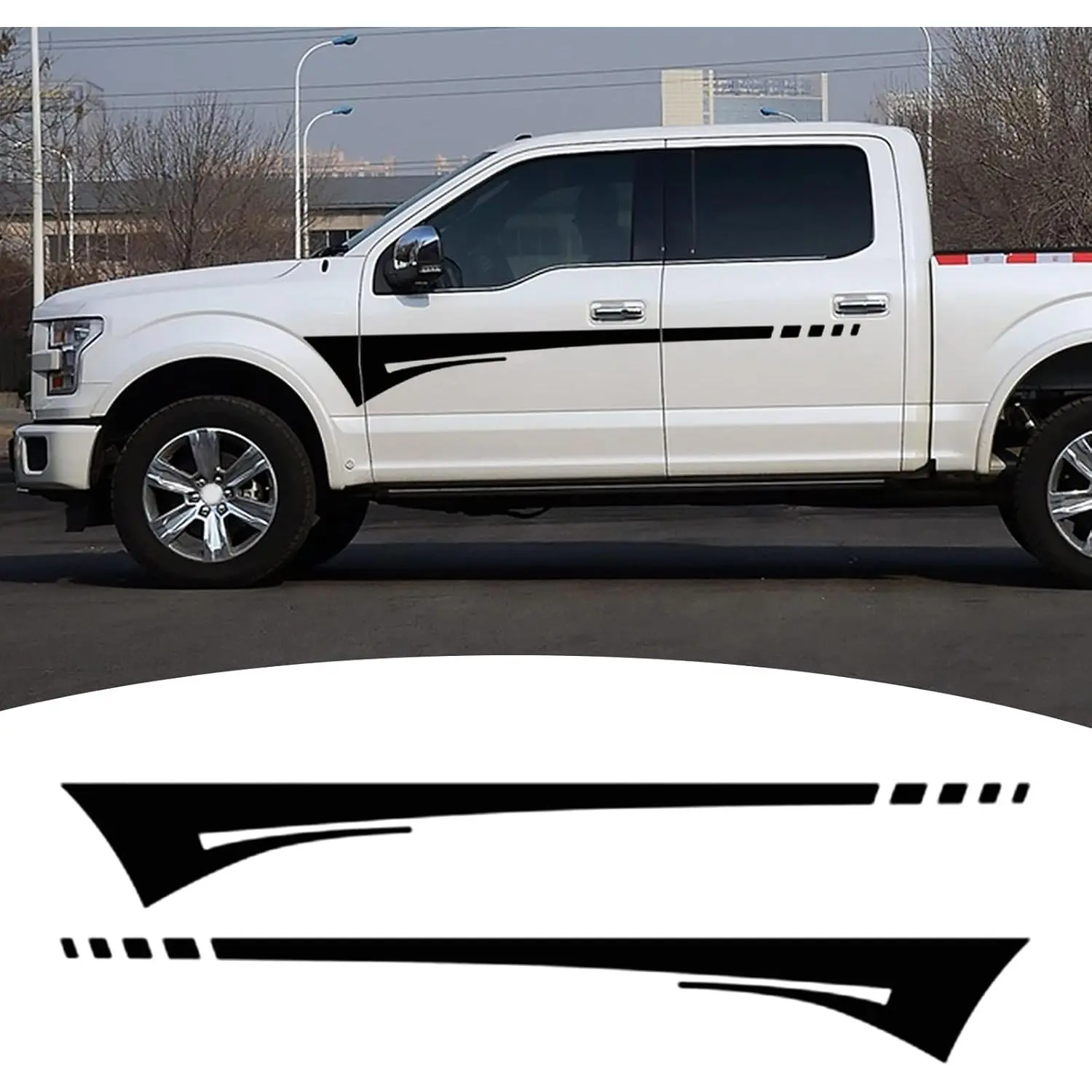 Car Body Side Door Stickers Vinyl Sports Racing Stripe Graphic Decals Decoration BI004 for All Cars SUV Truck Off-Road Vehicles Universal Stickers Accessories Black