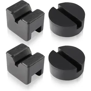 4 Packs Universal Jack Rubber Pad Adapter, 2-4 Ton Slotted Frame Floor Jack Disk Pads V-Groove and Round Style for High Lift  Jack Stands Rail Pinch Welds Protector
