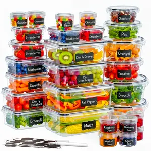 26PCS Extra Large Food Storage Containers Set with Lids,  BPA Free Leakproof Stackable Meal Prep Containers, Microwave & Dishwasher Safe, Includes Labels & Marker, Max 51oz