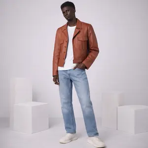 ENTICER BROWN UNIFORM LEATHER JACKET
