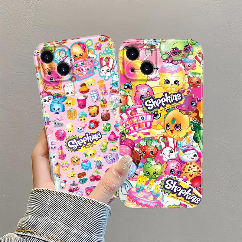 Shopkins cartoon print phone case, suitable for iPhone 17 Pro Max/Plus 16 15Plus 14 13 12 11 shockproof mobilephone protective cover y2k aesthetic phone case