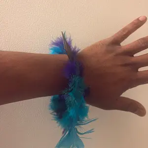 Feather Bracelet - Blue and Purple Feathers with Silver Accents for Stylish Accessory