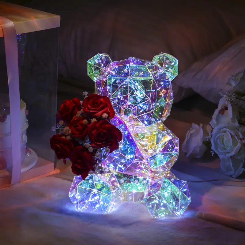 Umeuc Artificial Rose Bear Valentine's Day Gift for Wife Mom Birthday Present Women Glass Dome Rose  Christmas Mother's Day Anniversary Wedding Gift