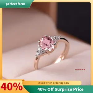 【perfect form】Elegant Women's Solitaire Cubic Zirconia Promise Ring, Blush Pink Synthetic Gemstone Bridal Ring, Fashion Costume Jewelry for Official Parties, Solitaire Ring, Cubic Zirconia Ring