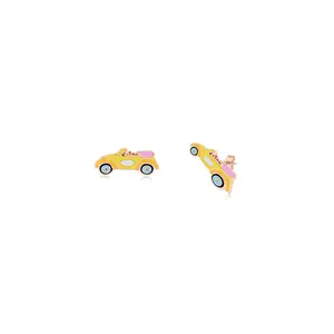 Yellow Car Yellow Rose Gold Plated Girl's Stud Earrings Earth2Jane