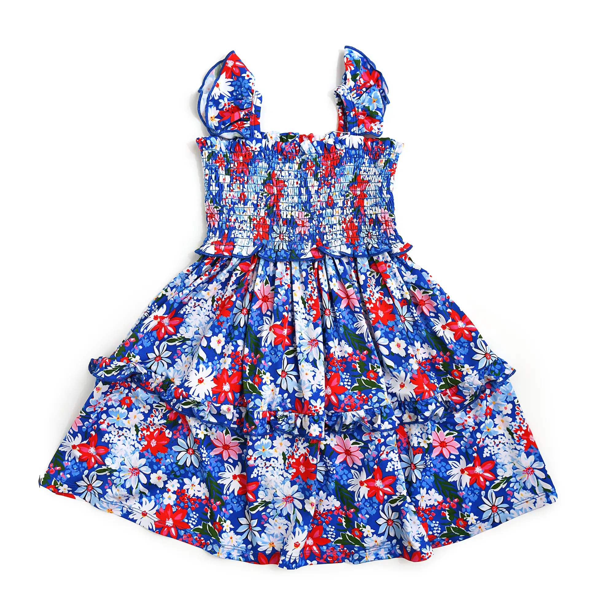 Presley Floral SMOCKED DRESS toddler girl clothes 4th of July Gigi and max bluedressgirl