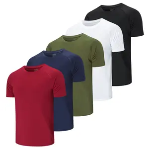 5 Pack Running Tops Men Casual Crew Neck Shirts Workout Plain quick drying Gym Top Moisture Wicking Active Athletic T-Shirts Short Sleeve Sports Tops