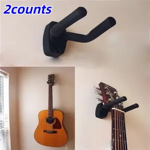 2-Pack Short Guitar Hook Set, Metal Wall-Mounted Guitar Hanger Stand, Easy Installation, Suitable for All Sizes Guitars & Basses