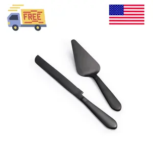 Wedding Cake Knife and Server Set of 2, Matte Black