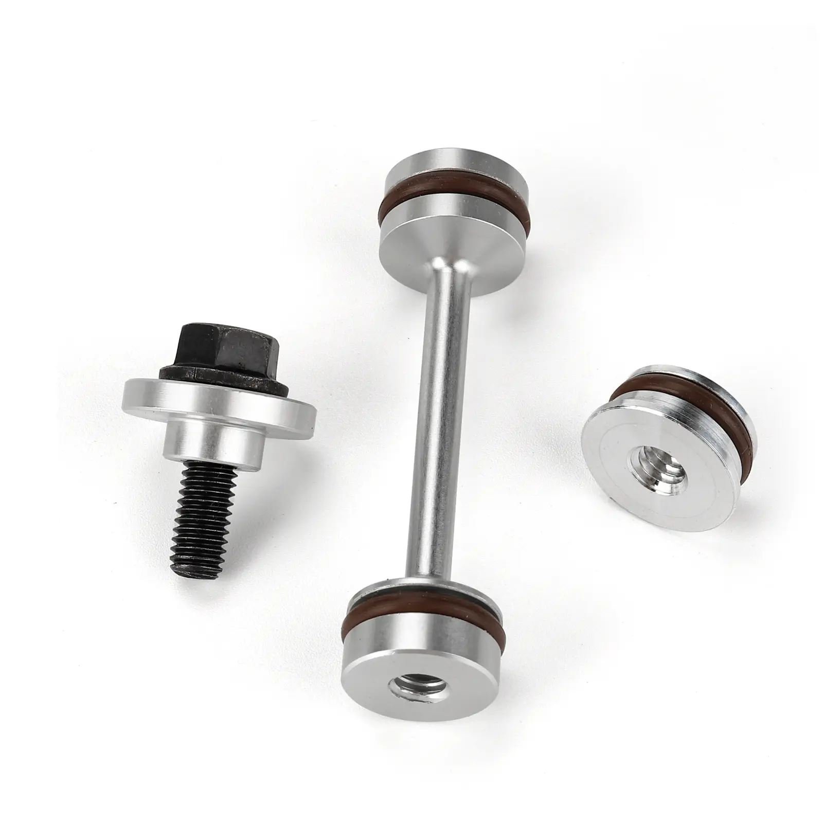 3mirrors Billet Aluminum Oil Diverter Barbell Galley Plug Kit, CNC Machined, 1/4-20 Thread, Viton O-Ring Seal, Front Gallery Plug, Oil Pickup Tube Compatible, Dust Prevention, Corrosion Resistance, For GM Gen III & IV LS Engines