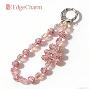 New Clay Bear Crystal Beaded Keychain, Creative Rhinestone Bear Car Key Ring, Exquisite Beaded Bag Charm Accessory for Women Girls