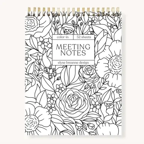 Elyse Breanne Design Aesthetic Spiral Notebook - 52 Sheets College Ruled Paper, Color-In Meeting Notes Pad, Top Spiral, Coloring Page Border, Floral Stationery, Cool Office Stuff, Notebook for School, Note Taking & Journaling Supplies, Gift