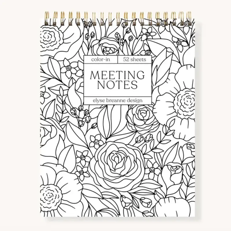 Elyse Breanne Design Aesthetic Spiral Notebook - 52 Sheets College Ruled Paper, Color-In Meeting Notes Pad, Top Spiral, Coloring Page Border, Floral Stationery, Cool Office Stuff, Notebook for School, Note Taking & Journaling Supplies, Gift