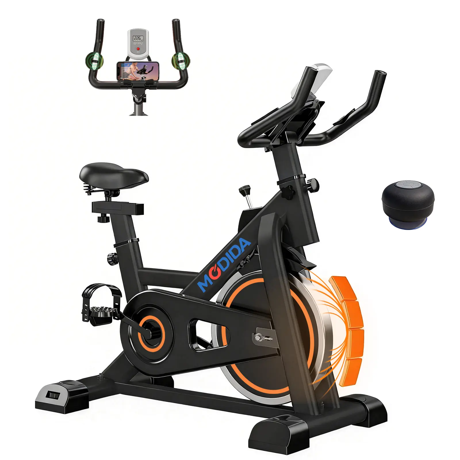 MODIDA Indoor Cycling Bike with Speaker, 20 LB Flywheel, Magnetic Resistance, LCD Monitor, 300 LBS Weight Capacity