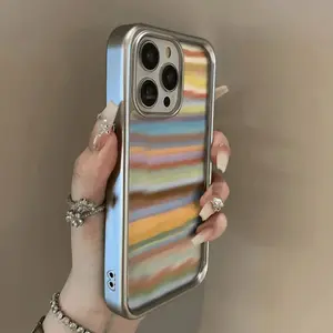 Faux leather Cute Stylish Dream Rainbow Phone Case for iPhone 17 16 15 14 13 12 11 Pro Max X XR Air Matte Shockproof Protective Back Cover Multicolor Protector Screen Protector Protection Smartphone Cellphone Casing