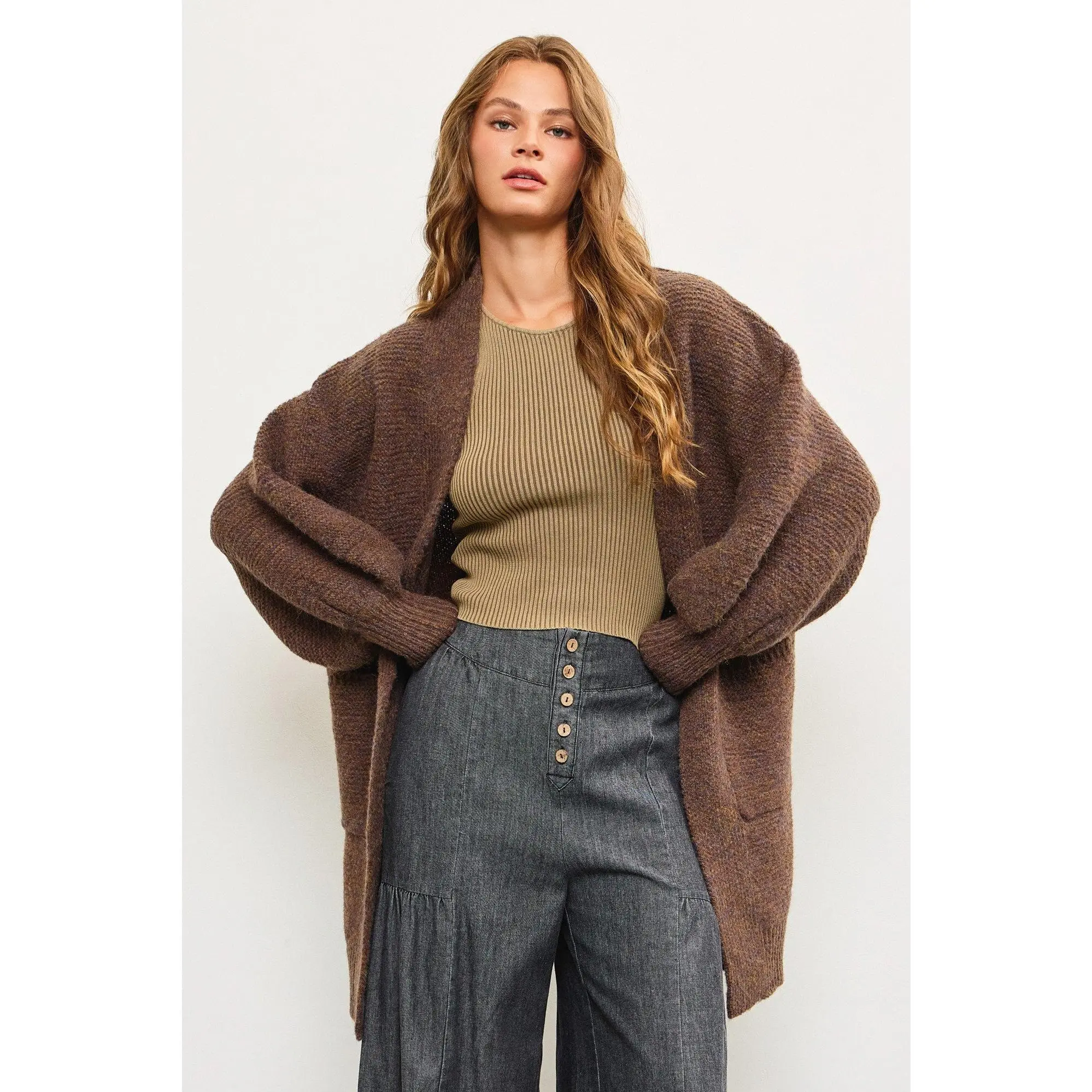 Luna Oversized Cardigan - Brown
