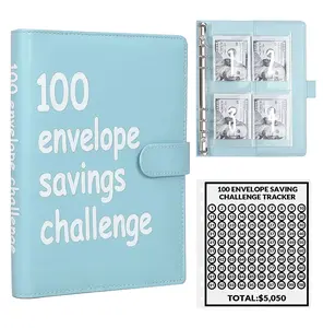 100 Envelope Money-Saving Challenge, 100 Envelope Challenge Binder, Simple and Fun Way to Save $5,050, Savings Challenge Budget Book Binder with Cash Envelopes, Suitable for Office, Home, School