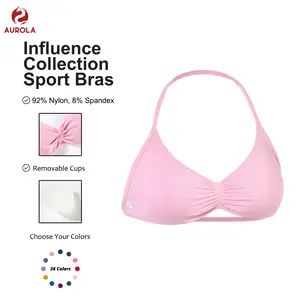 AUROLA Influence Strappy Backless Sports Bra for Women – Sexy Padded Gym Yoga Bra with Removable Cups,Backless Padded Impact Strappy Bra for Workout Gym Yoga with Removable Cups