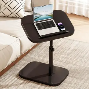 Adjustable Height C Shaped Side Table - 360° Swivel & Flip Top Design | Mobile C End Table for Couch/Sofa/Bed | Large Tabletop C Shaped Laptop Stand & Coffee Table with Slide-Under Feature