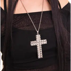 HeavenSent XL Ego Cross Necklace | Oversized Studded Cross Pendant - Tarnish Proof + Waterproof