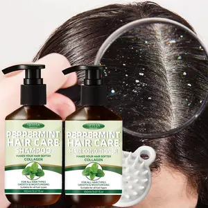 Mint Leaf Refreshing Gentle Oil Control Hair Care Set, Anti-Dandruff Itch Relief Volumizing Hair, Cool Soothing Scalp Moisturizing Shampoo & Conditioner Four-In-One