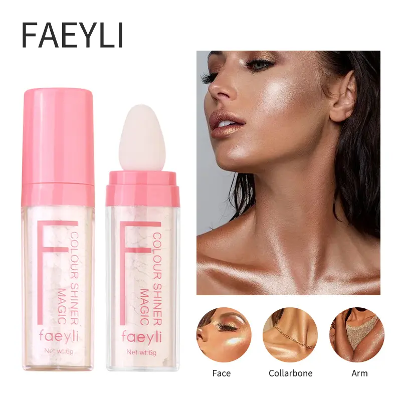 Colour Shiner Magic Highlighter Powder, Face Body Shimmer Glitter Powder, Portable Sponge Head Highlight Makeup