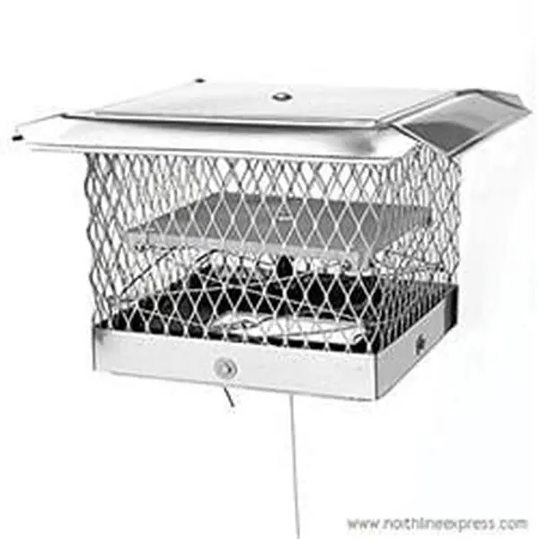 Lock-Top 9520 Stainless Steel Throat Damper Chimney Cap with Damper Control, 13x13 in Size, 0.62 in Mesh, All Seasons Energy Efficient, Fully Assembled, Ready to Install, 13" X 13"