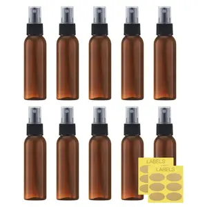 2oz Small Spray Bottle (10 Pack) Plastic Mini Fine Mist Atomizer, Tiny Sprayer for Travel Perfume, Cologne, Alcohol (Brown, 60ml) springtok