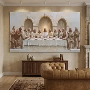 The Last Supper Canvas Wall Art Poster — Biblical Religious Scene, Jesus and the Disciples, Spiritual Home Decor, Wall Decoration