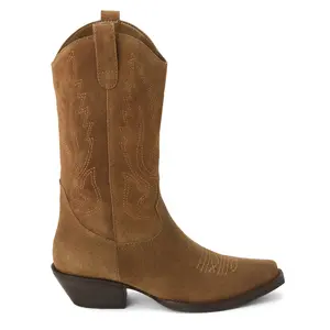 COCONUTS by Matisse Womens Gaucho Embroidered Snip Toe  Casual Boots Mid Calf Low Heel 1-2" - Brown