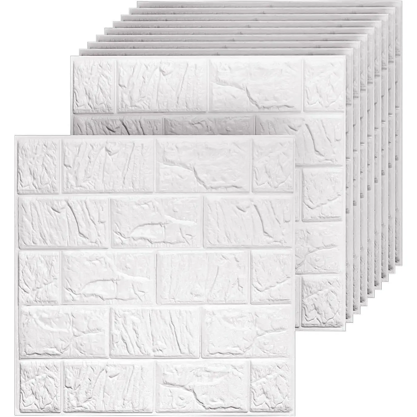 40 count 3D Wall Panels Peel and Stick Faux  11.8"*11.8" White Brick Wallpaper for Walls 3D Wall Tiles Faux Brick Paneling Self-Adhesive Wallpaper for DIY Interior Wall Decor
