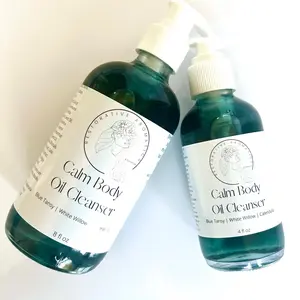 Calm Body Oil Cleanser - Blue Tansy + Willow Bark + Calendula - Deeply Cleanse and Hydrate for Silky, Smooth, Flawless Skin