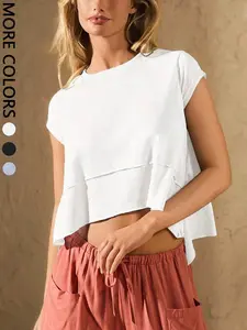 Women's Casual Summer Outdoor Basic Fitted T-Shirt, Minimalist Sporty Daily Wear, Comfortable and Stylish, Perfect for Everyday Use