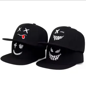 Unisex Personality Ghost Expression Embroidery Hip-hop Casual Adjustable Baseball Caps with Unique Design for Outdoor Use