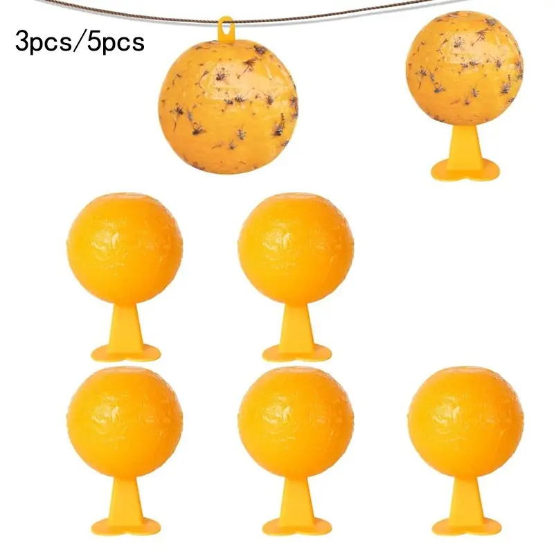 3pcs，5pcs Fly Trap Indoor Fly Sticky Ball, Hanging Fly Trap Outdoor Bug Catcher Fruit Fly Traps Wasp Gnat Trap, Flying Insects Ball for Indoor Outdoor House Plants Kitchen Drain Yard Garden Outdoor Pest Control, Fly Traps Indoor for Home