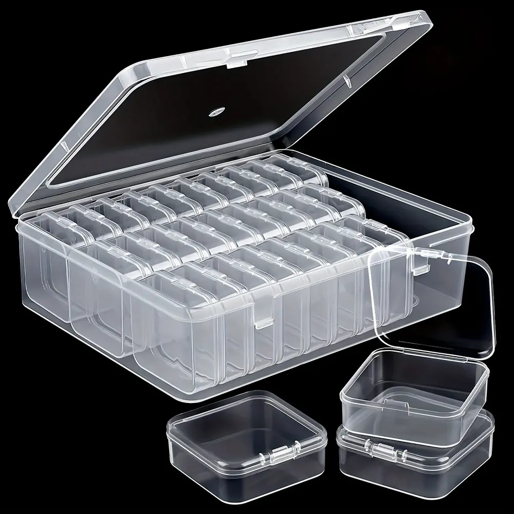 ZYNYXY 30-Piece Compact Transparent Bead Organizer Container with Snap-Lid Seal & Label Stickers, for Diamond Art, Jewelry Making, DIY Jewelry, Bracelet & Earring Craft Supplies Storage