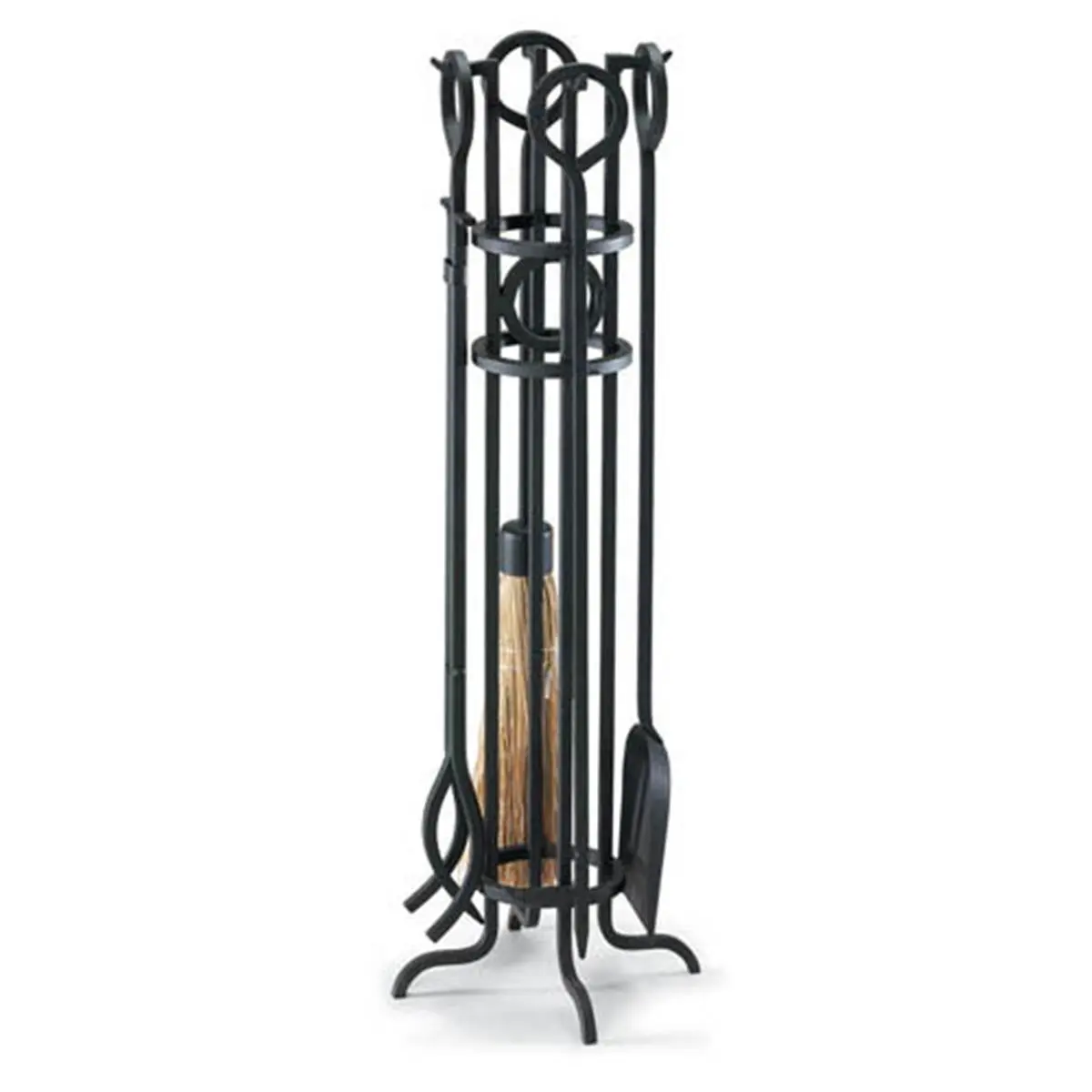 212 MAIN Napa Forge 19004 5-Piece Arts and Crafts Home Tool Kit with Black Wrought Iron Tool Storage Kit, Freestanding Outdoor Fireplace Accessories, Cylindrical Stand, Sphere Handles