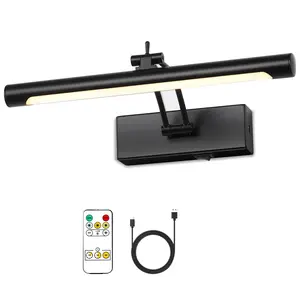 Wireless Picture Light for Wall Battery Powered Picture Light with Remote and Timer,12in Gallery Lights Black 3CCT Rechargeable Art Light Adjustable LED Display Lighting