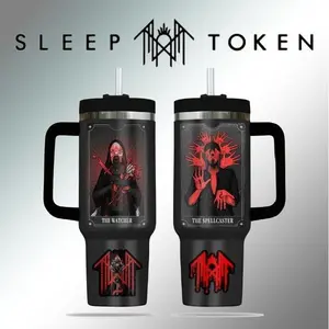 Premium Sleep Token 40oz/20oz Tumbler – Tarot Art Handle Cup, Music Tour 2025 Big Mug
