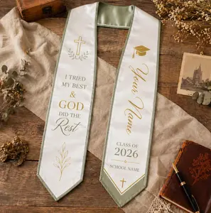 Custom Graduation Stole 2026 | Personalized Name Sash, Faith Quote Grad Sash, Senior Graduation Outfit, College Ceremony Gift